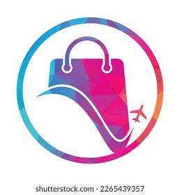 Travel shop logo vector template. Shop and plane logo. Sale and travel symbol or icon.