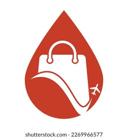 Travel shop logo vector template. Shop and plane logo. Sale and travel symbol or icon.