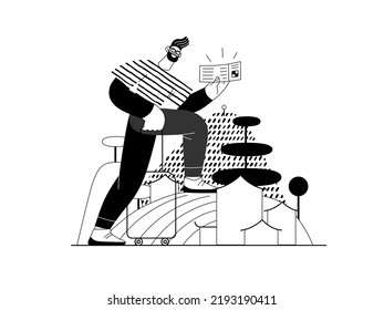 Travel shop -Online shopping and electronic commerce series -modern flat vector concept illustration of a travelling man with a case and ticket. Promotion, discounts, sale and online orders concept
