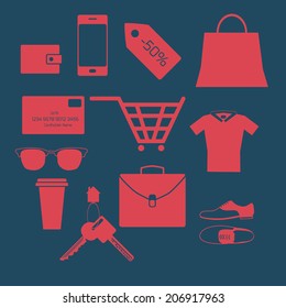 travel and shopping flat vector collection