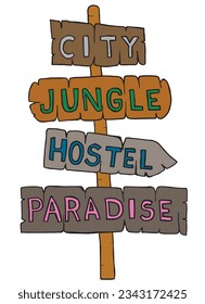 Travel sign illustration image. 
Hand drawn image artwork of a travel sign. 
Simple cute original logo.
Hand drawn vector illustration for posters, cards, t-shirts.