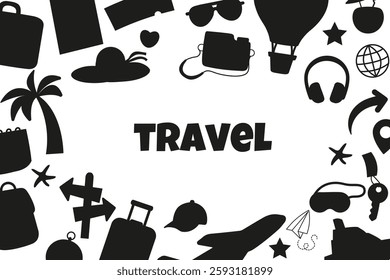 Travel silhouette background with elements 