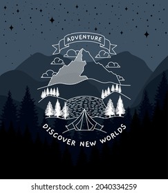 travel silhouette badge over landscape