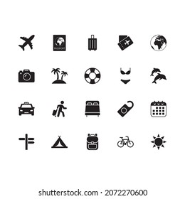 Travel silhouette icons set. Vector illustration eps 10.