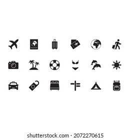Travel silhouette icons set. Vector illustration eps 10.