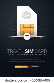 Travel Sim Card. Technology concept. Vector Illustration