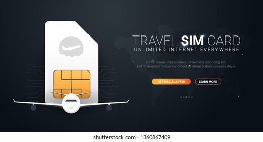 Travel Sim Card. Technology concept. Vector Illustration