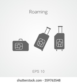 Travel SIM. Roaming. Luggage icon vector.