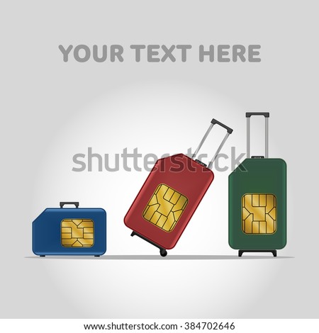 Travel SIM vector illustration. Roaming. Luggage.
