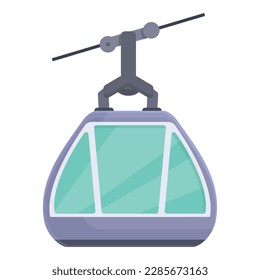 Travel ski lift icon cartoon vector. Cable winter. Resort cabin
