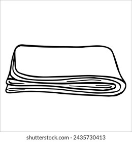 Travel sleeping bag, blanket, blanket graphic, vector, doodle, drawing. Comfortable sleep under the open sky. Travel, outdoor recreation, fresh air.