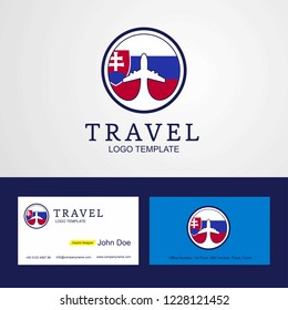 Travel Slovakia Creative Circle flag Logo and Business card design