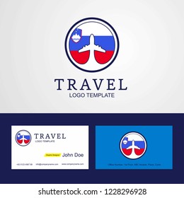 Travel Slovenia Creative Circle flag Logo and Business card design