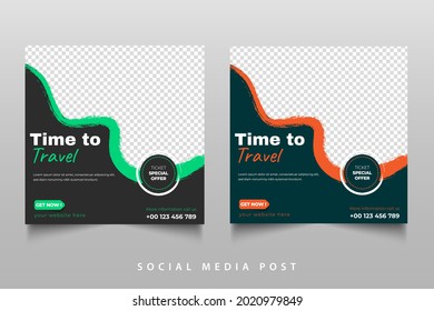 Travel social media banner design template