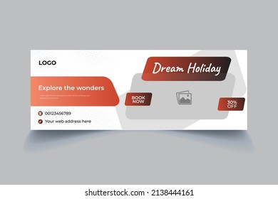 Travel Social Media Cover Design Template. Travel Agency Timeline Web Banner