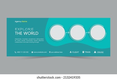 Travel social media cover template design. travel web banner template design