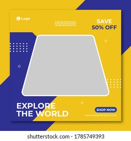 Travel social media post banner template