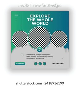 Travel social media post and banner or abstract background travelling poster.