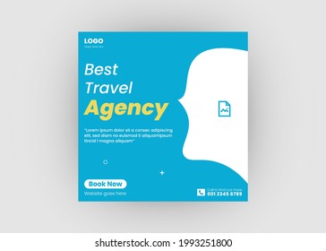 Travel social media post design. Travel the world social media template.
  flyer poster leaflet template.