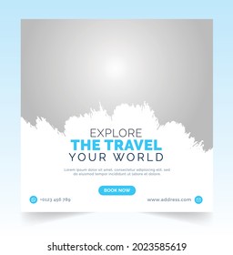 Travel Social Media Post, Design For Ads, Template For Fashion Sale, Web Banner And Social Media Post Design