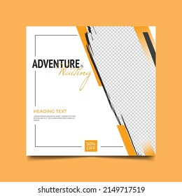 Travel social media post design template. adventure post design template. time to travel ad design.