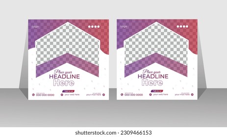 Travel social media post design . geometric and editable leaflet .
