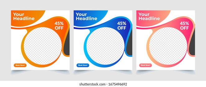 Travel social media post, Template banner for travel ads with abstract shape, Vector illustration.