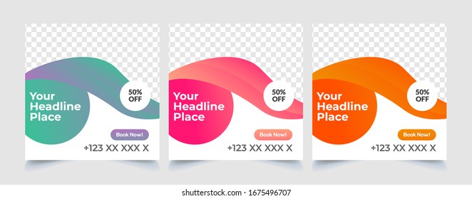 Travel social media post, Template banner for travel ads with abstract shape, Vector illustration.