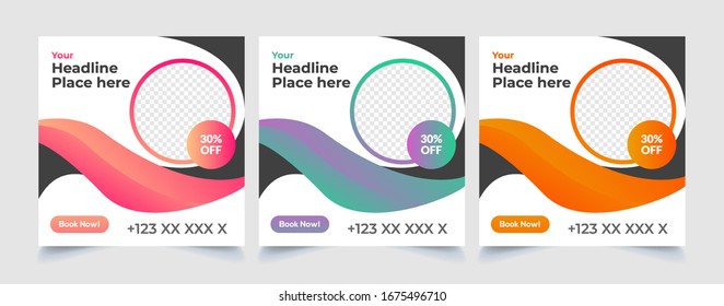 Travel social media post, Template banner for travel ads with abstract shape, Vector illustration.