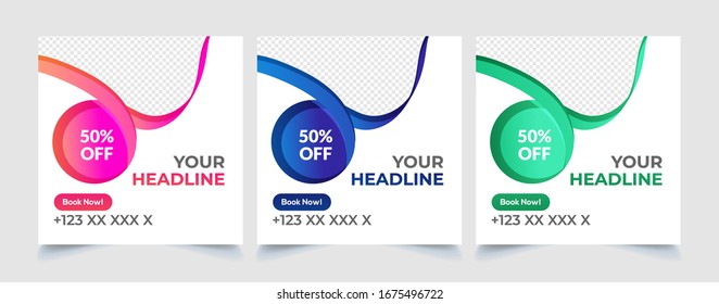 Travel social media post, Template banner for travel ads with abstract shape, Vector illustration.