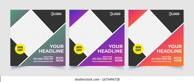 Travel social media post, Template banner for travel ads with abstract shape, Vector illustration.