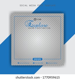 Travel Social Media Post, Template Banner For Travel Ads