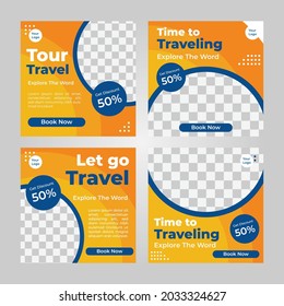 Travel social media post template Stock Vector