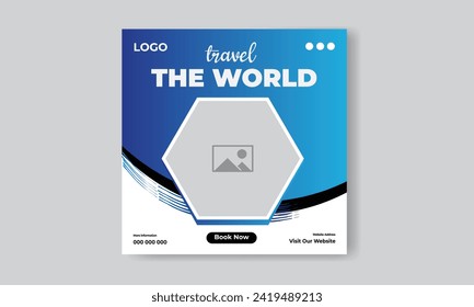 Travel Social media poster template design