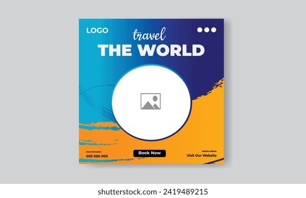Travel Social media poster template design