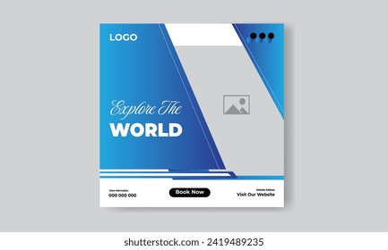 Travel Social media poster template design