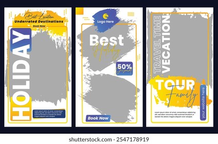 Travel social media stories template, Vertical banner or flyer templates, Creative social networks stories design