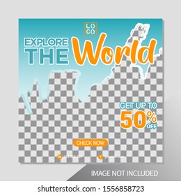 Travel Social Media Web Banner Template. EPS 10