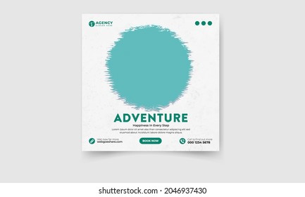 Travel sosial media post template vector