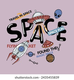 Travel in Space Graphic Tees Design for tshirt print