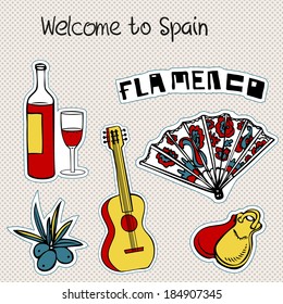 Travel Spain, doodles symbols of Spain.