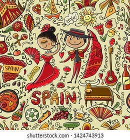 Travel to Spain. Seamless pattern for your design