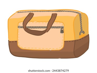 Travel sport bag doodle. Clipart of luggage, trip attribute. Cartoon vector illustration isolated on white.