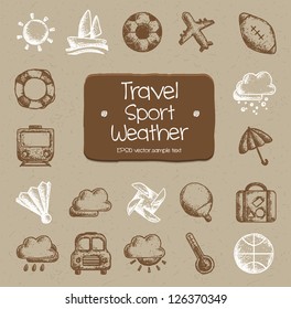 Travel, sport, weather icons