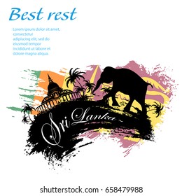 Travel Sri Lanka grunge style design for your business easily editable elements, vector illustration
