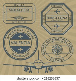 Travel stamps set, vector illustration