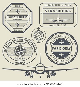 Travel stamps set, vector illustration