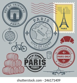 Travel stamps set, vector illustration