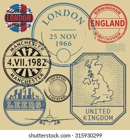 Travel stamps set, vector illustration