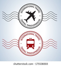Travel stamps of train and airplane